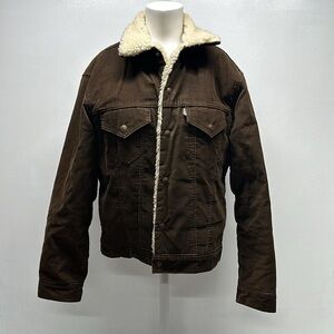 Levi’s Coat Sherpa Lined Jacket Corduroy Brown Snap Vintage USA Made Men's 40
